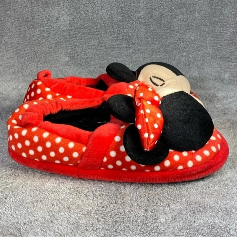 Mickey-Minnie Mouse Slipper kids Size 11-12 Unisex Red-Black‎ Slip On